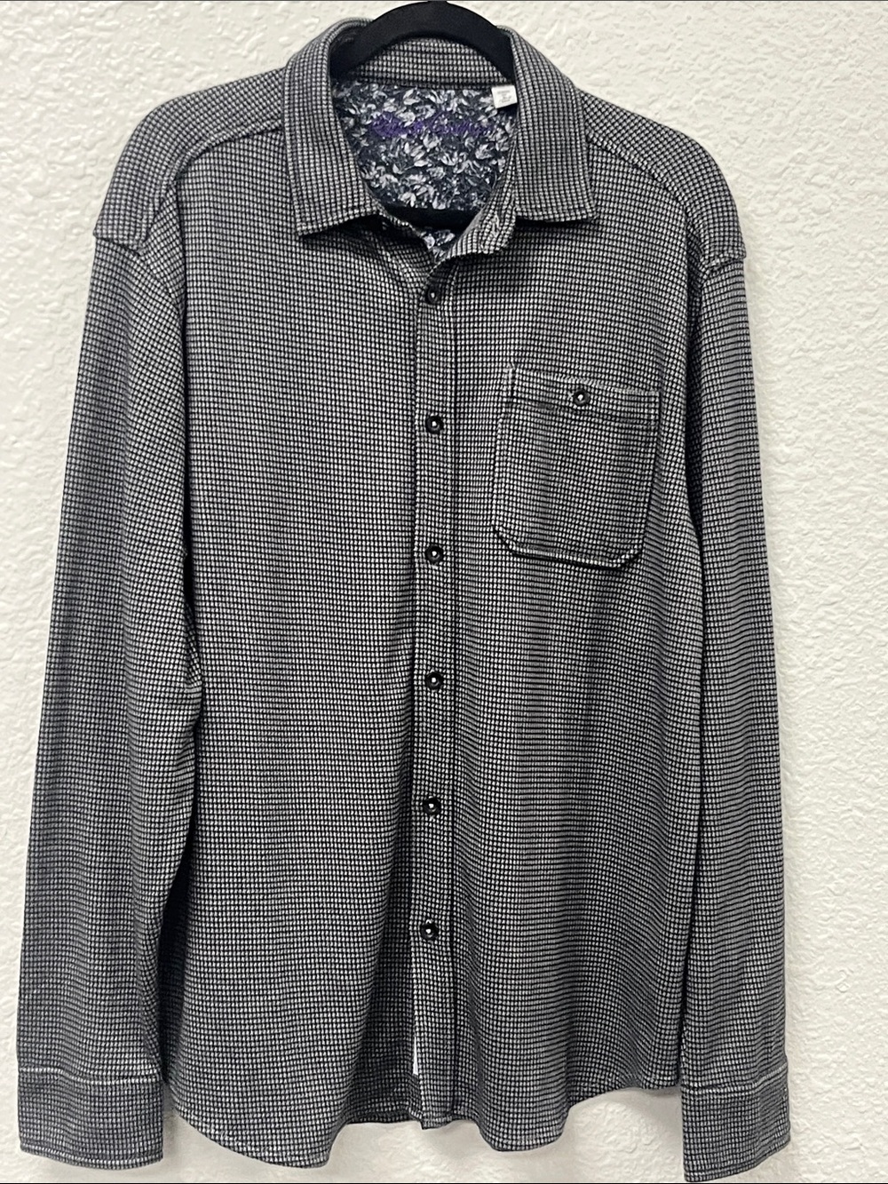 Robert Graham Black & White Houndstooth Button-Down Shirt Jacket